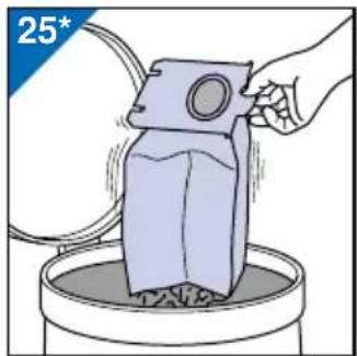Illustration of a hand pouring liquid into a container with granular material (no text or symbols)
