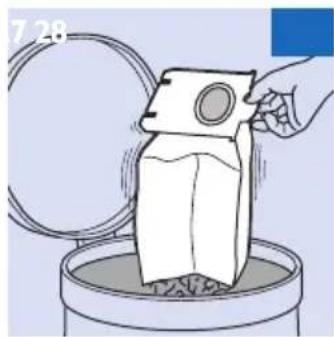 Illustration of a hand pouring liquid into a container with a circular pipe nearby (no text or symbols)