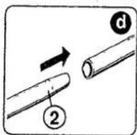 Diagram showing two pipe fittings with labeled parts and directional arrow, likely illustrating a process or assembly.