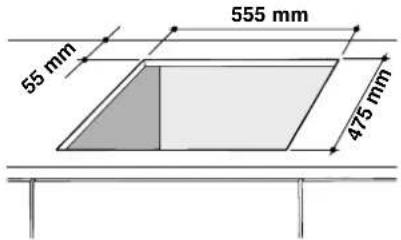 55 mm, 555 mm, 475 mm.