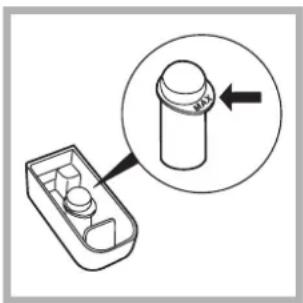 Diagram showing a device with a cylindrical component and an arrow pointing to it, no text or symbols present.