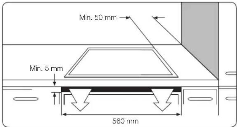 Min. 50 mm Min. 5 mm 560 mm