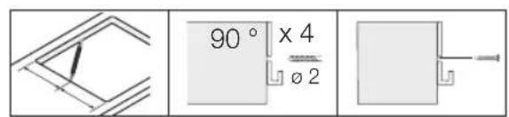 90° x 4 ø 2