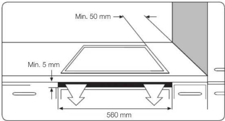 Min. 50 mm Min. 5 mm 560 mm