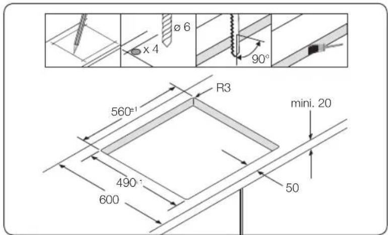 ø 6 x 4 90° R3 560° mini. 20 490° 600 50