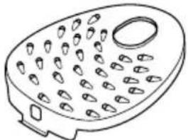 Line drawing of a perforated metal plate with a central hole and side slot (no text or symbols)