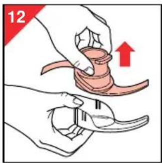 Illustration of hands holding a small object with an arrow indicating upward motion.