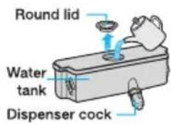 Round lid Water tank Dispenser cock