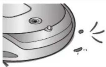 Illustration of a robotic vacuum cleaner emitting exhaust smoke (no text or symbols)