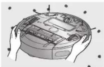 Illustration of hands holding a circular device with internal components (no text or symbols visible)
