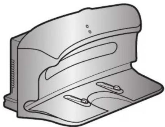 Technical illustration of a mechanical component with two slots and a handle.