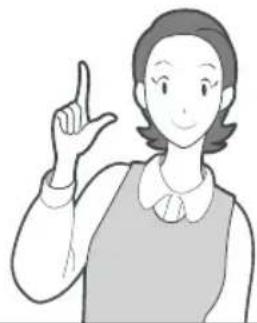 Illustration of a person pointing upward with one finger (no text or symbols)