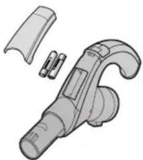 Technical illustration of a handheld vacuum cleaner with attached casing and handle (no text or symbols)