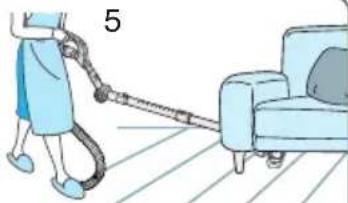 Illustration of a person using a handheld device to lift a sofa.