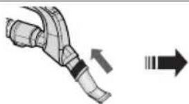 Diagram of a robotic arm with two directional arrows indicating movement.