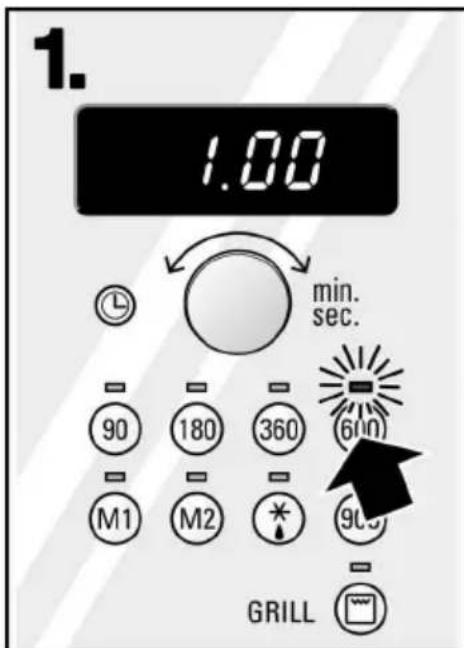 1. 1.00 min. sec. 90 180 360 (600) M1 M2 * 900 - GRILL