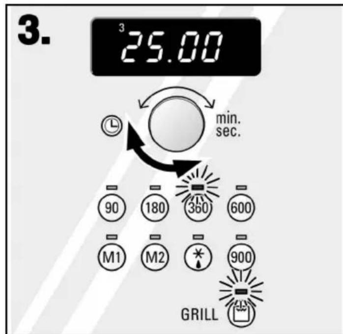 3. 25.00 min. sec. 90 180 360 600 M1 M2 * 900 GRILL