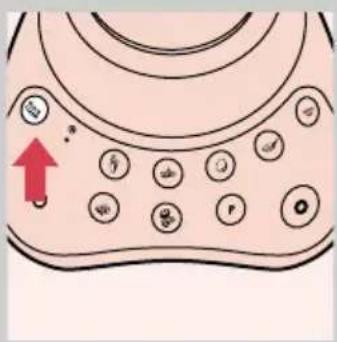 Diagram of a device with labeled buttons and an upward arrow, likely indicating a process or function.