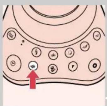 Diagram of a device with labeled buttons and an arrow pointing to a circular icon, likely indicating a function or operation.