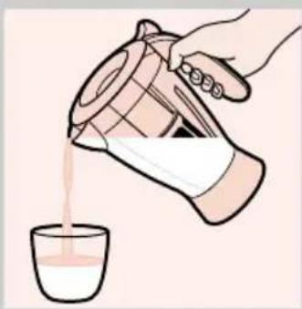 Illustration of a hand pouring liquid from a container into a glass (no text or symbols)