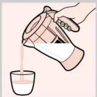 Illustration of a hand pouring liquid from a container into a glass (no text or symbols)