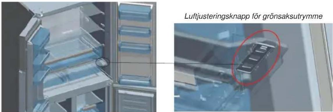 Luftjusteringsknapp för grönsaksutrymme