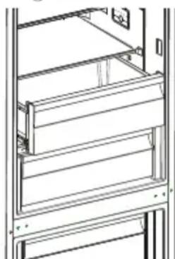 Technical line drawing of a cabinet or rack structure (no text or symbols)