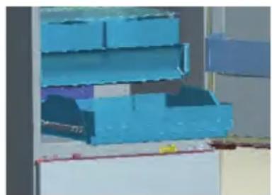 3D rendering of a blue industrial machine or lifting mechanism with no visible text or symbols.