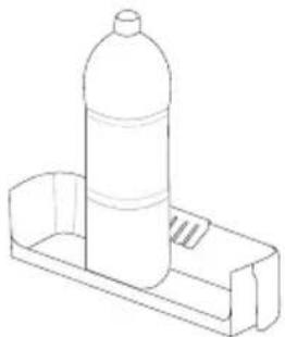 Line drawing of a plastic bottle mounted on a rectangular base (no text or symbols)