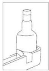 Line drawing of a bottle mounted on a stand (no text or symbols)