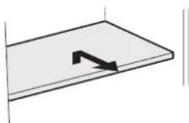 Simple diagram of a rectangular object with an arrow indicating direction (no text or symbols)