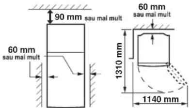 90 mm sau mai mult 60 mm sau mai mult 1310 mm 60 mm sau mai mult 1140 mm
