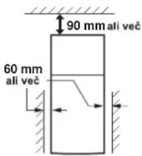 90 mm ali več 60 mm ali več