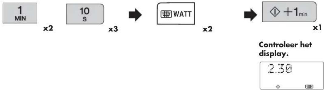 graph LR A["1 MIN"] --> B["x2"] C["10 s"] --> D["x3"] E["WATT"] --> F["x2"] G["+"] --> H["x1"] I["Controller het display."] --> J["2.30"]