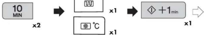 graph LR A["10 MIN"] --> B["x2"] B --> C["×1"] C --> D["◇ +1min"] D --> E["x1"] F["★ °C"] --> G["x1"]