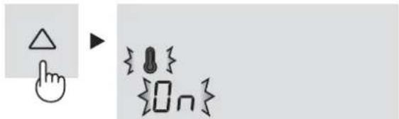 Diagram showing a hand cursor clicking a triangle next to a toolbar with icons and text labels
