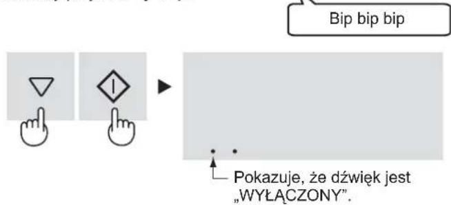 Bip bip bip Pokazuje, że dźwięk jest „WYŁĄCZONY”.