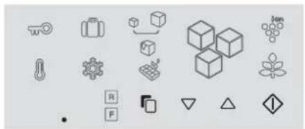 Collection of 3D geometric and symbolic icons including cubes, arrows, and symbols (no text or labels)