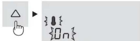 Diagram showing a hand cursor pointing at a triangle icon next to a sequence of symbols and text elements.