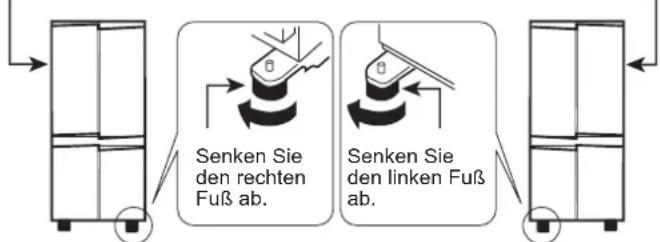 Senken Sie den rechten Fuß ab. Senken Sie den linken Fuß ab.