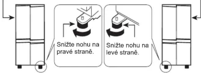 Snižte nohu na pravé straně. Snižte nohu na levé straně.