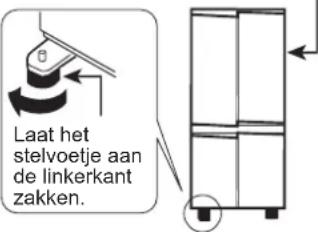 Laat het stelvoetje aan de linkerkant zakken.