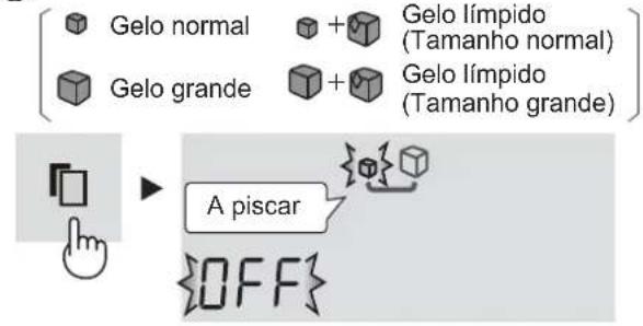 Gelo normal + Gelo límpido Gelo grande + Gelo límpido (Tamanho normal) (Tamanho grande) A piscar OFF