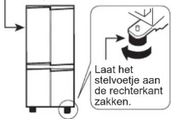 Laat het stelvoetje aan de rechterkant zakken.