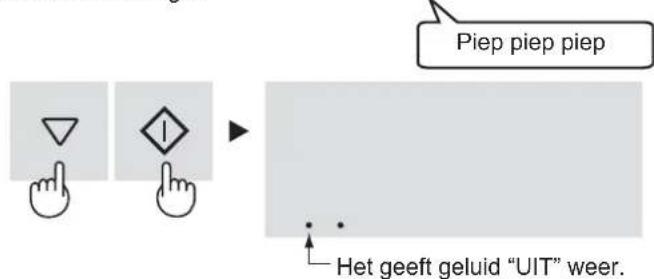 Piep piep piep Het geeft geluid "UIT" weer.