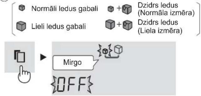Normāli ledus gabali Lieli ledus gabali + Dzidrs ledus (Normāla izmēra) + Dzidrs ledus (Liela izmēra) Mirgo {OFF}