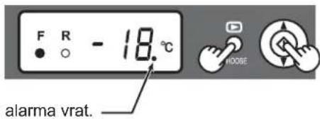 F R - 18.0°C alarma vrat.