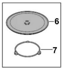 Diagram of a circular object with labeled parts 6 and 7, no text or symbols present.