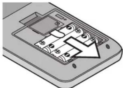 Diagram of a device's internal panel with battery modules and an arrow indicating a specific component (no text or symbols present).