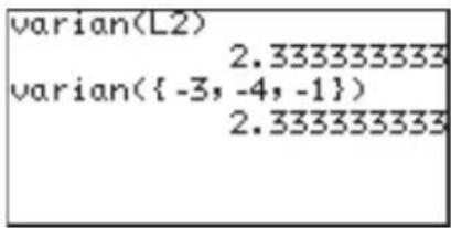 varian(L2) 2.333333333 varian({-3,-4,-1}) 2.333333333